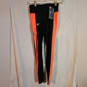 Under Armour Heatgear Reflectivity Anti-Odor Leggings Black And Orange Size XS